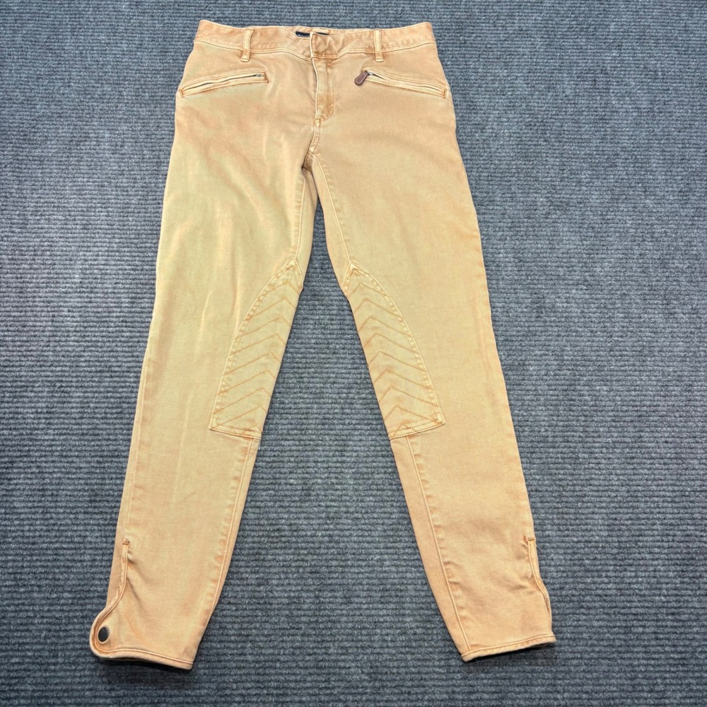Ralph Lauren‎ Sport Tan Equestrian Moto Pants Size 27 Thigh Patch Ankle Button